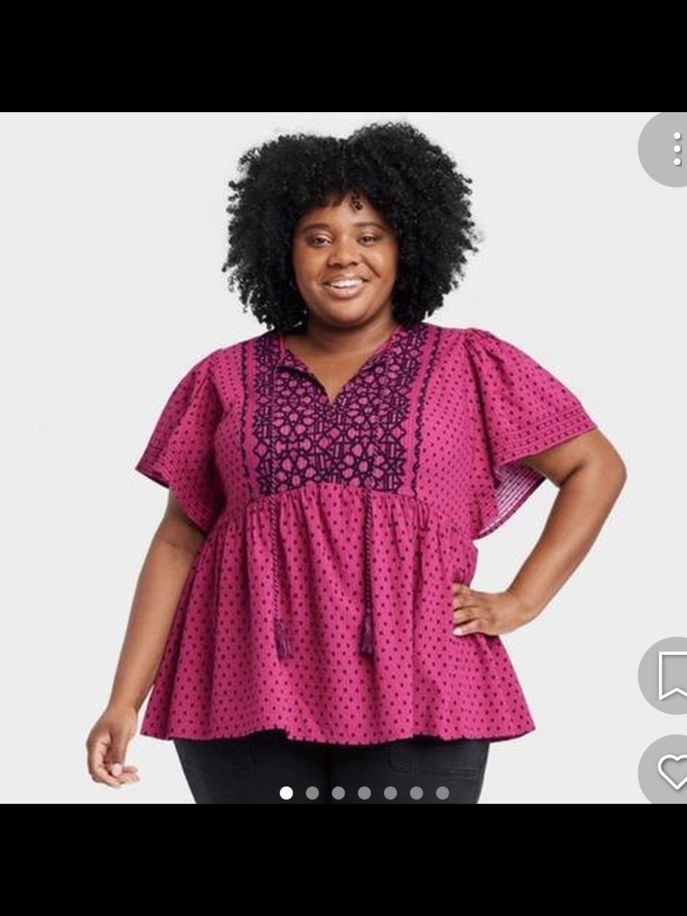 Knox Rose Berry Embroidered Flutter-Sleeve Peplum Top